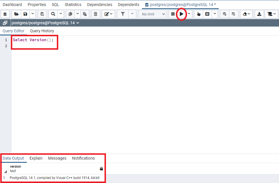 pgAdmin Backup Database - version check